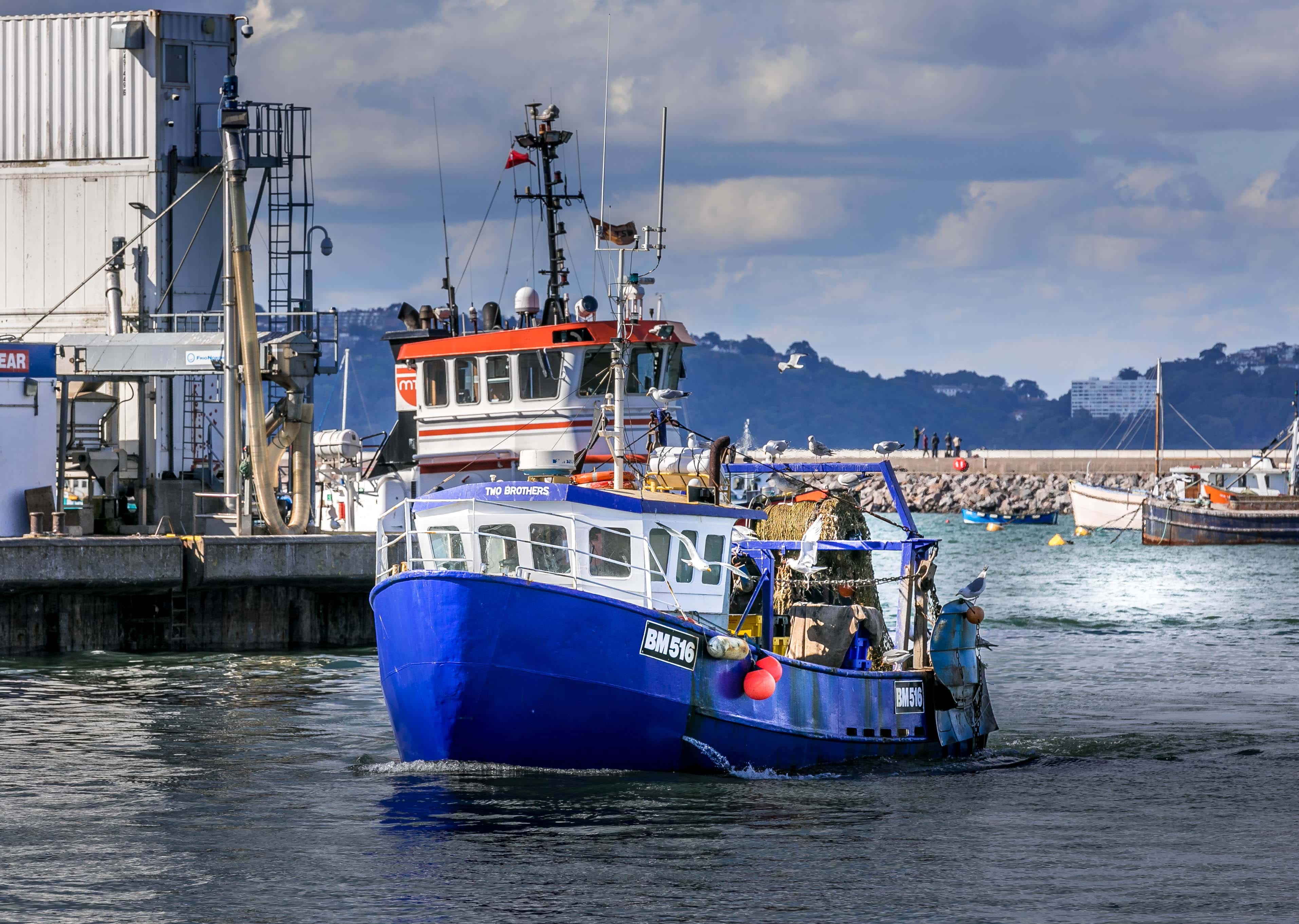 Photo of a fishing vessel going in to a harbour