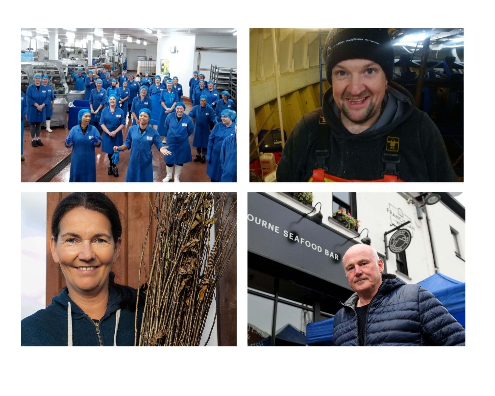 Collage photo of different people from the seafood industry