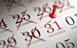 Calendar with pin on 31 December