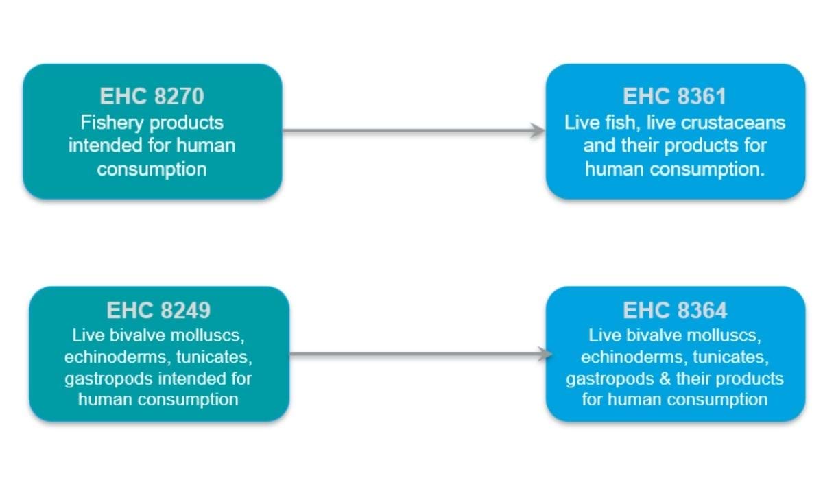 Graphic with text showing EHC8270 becomes EHC8361 and EHC8249 becomes EHC8364.