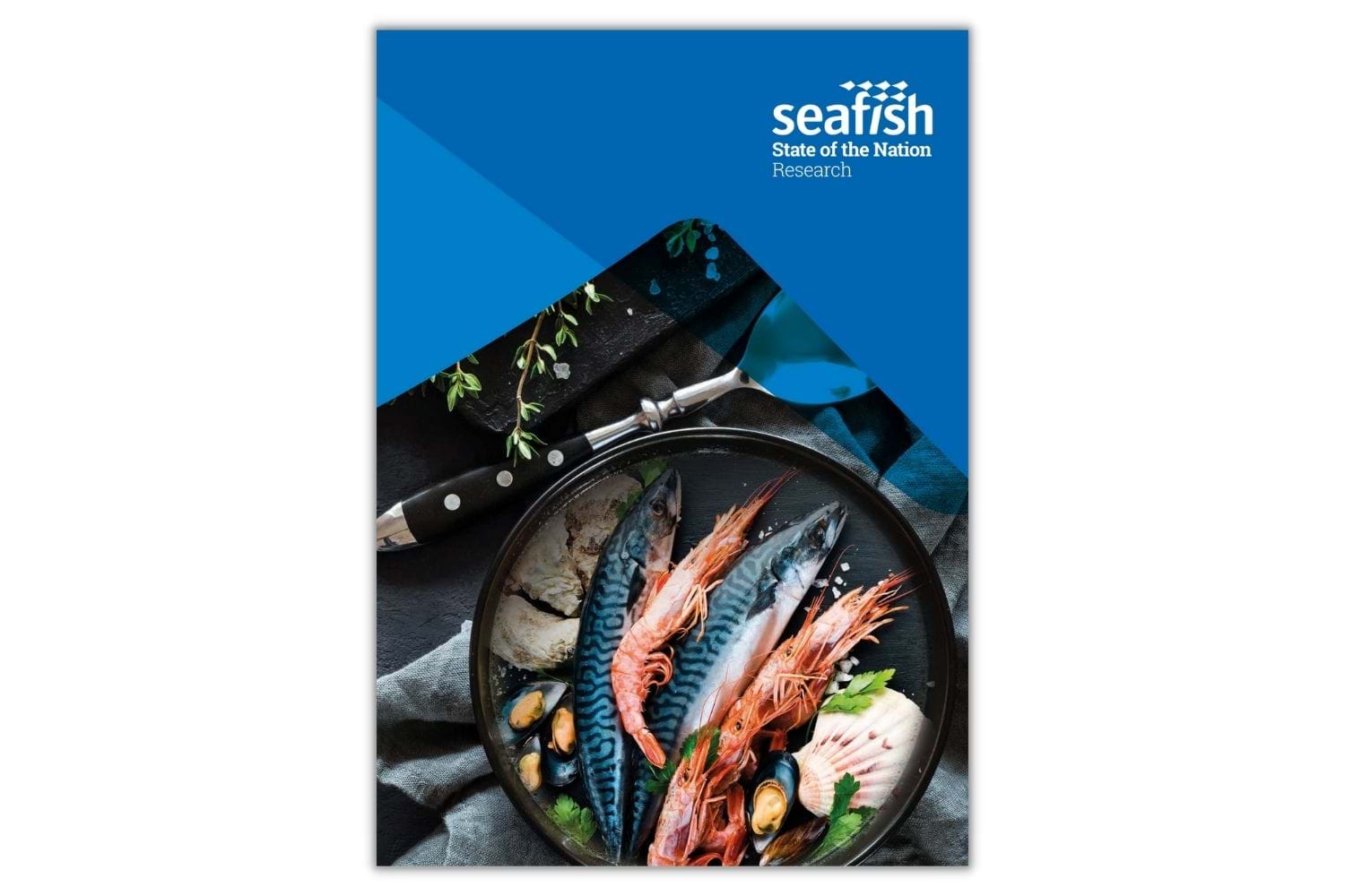 Report cover -State of the Nation Research - with Seafish logo and plate of fish and shellfish