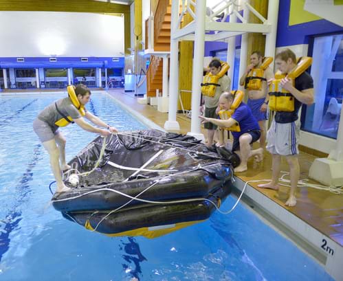 Safety training in an indoor swimming pool
