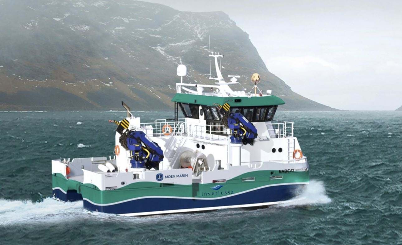 Hybrid fishing vessel out at sea
