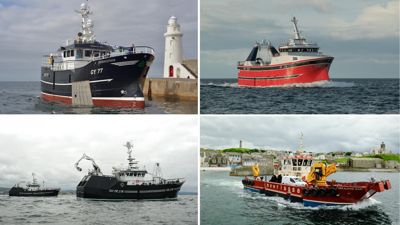 Collage of of four vessels at sea
