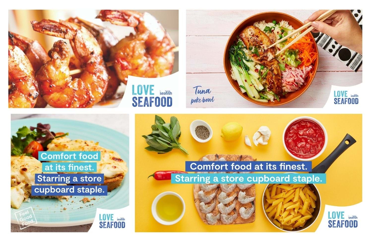 A selection of Love Seafood social media assets