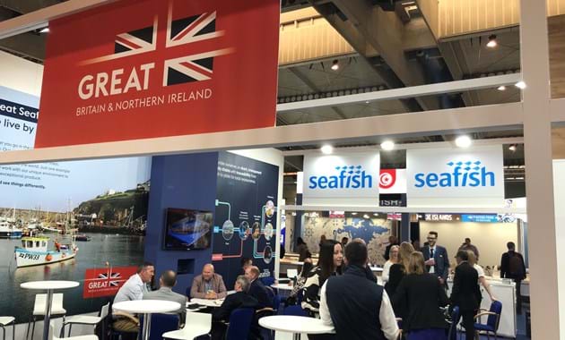 The communal lounge and reception area at Seafood Expo Global, Barcelona 2022