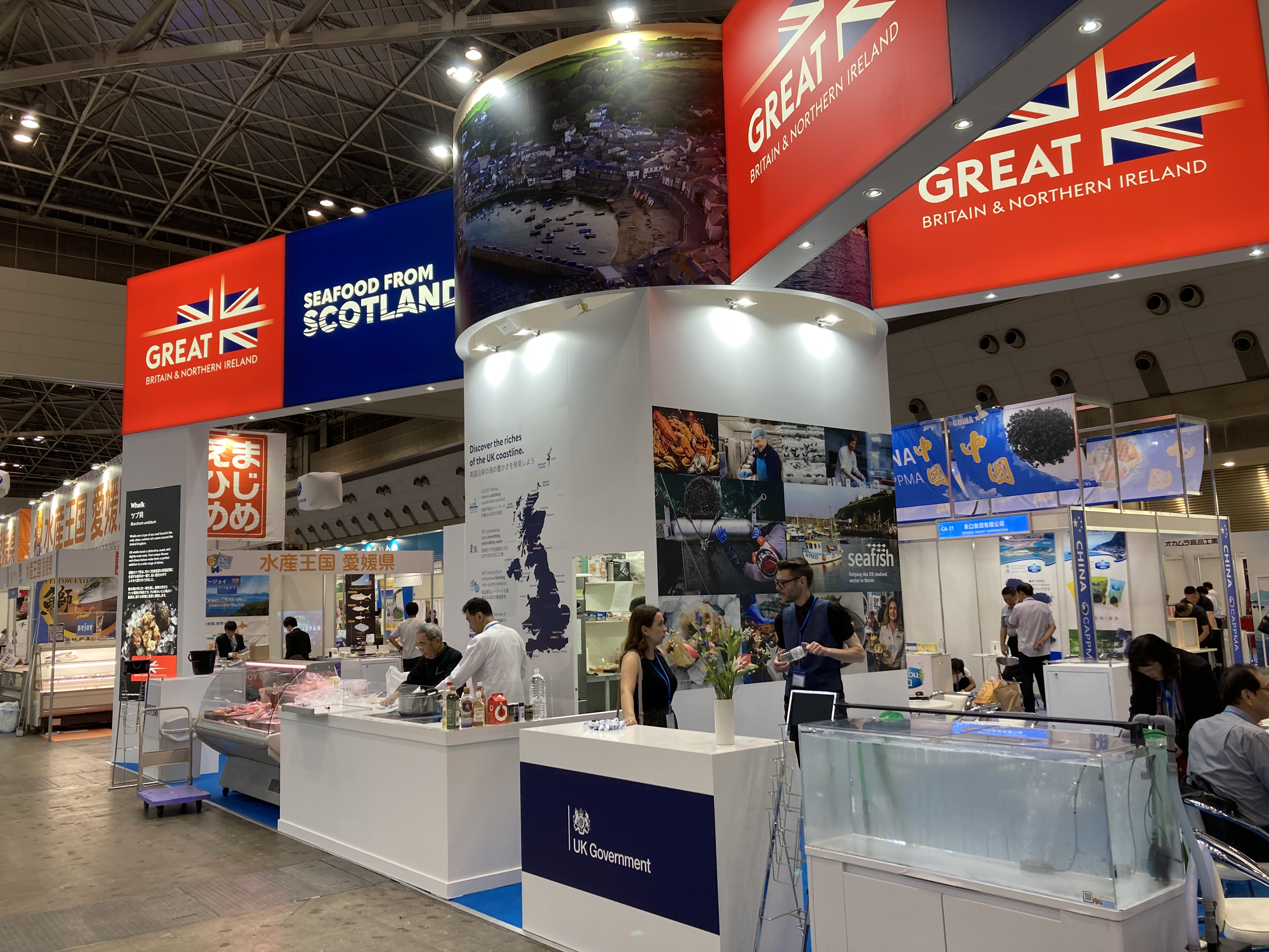 A Great branded stand at a seafood trade exhibition.