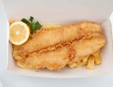 Photo of portion of fish and chips